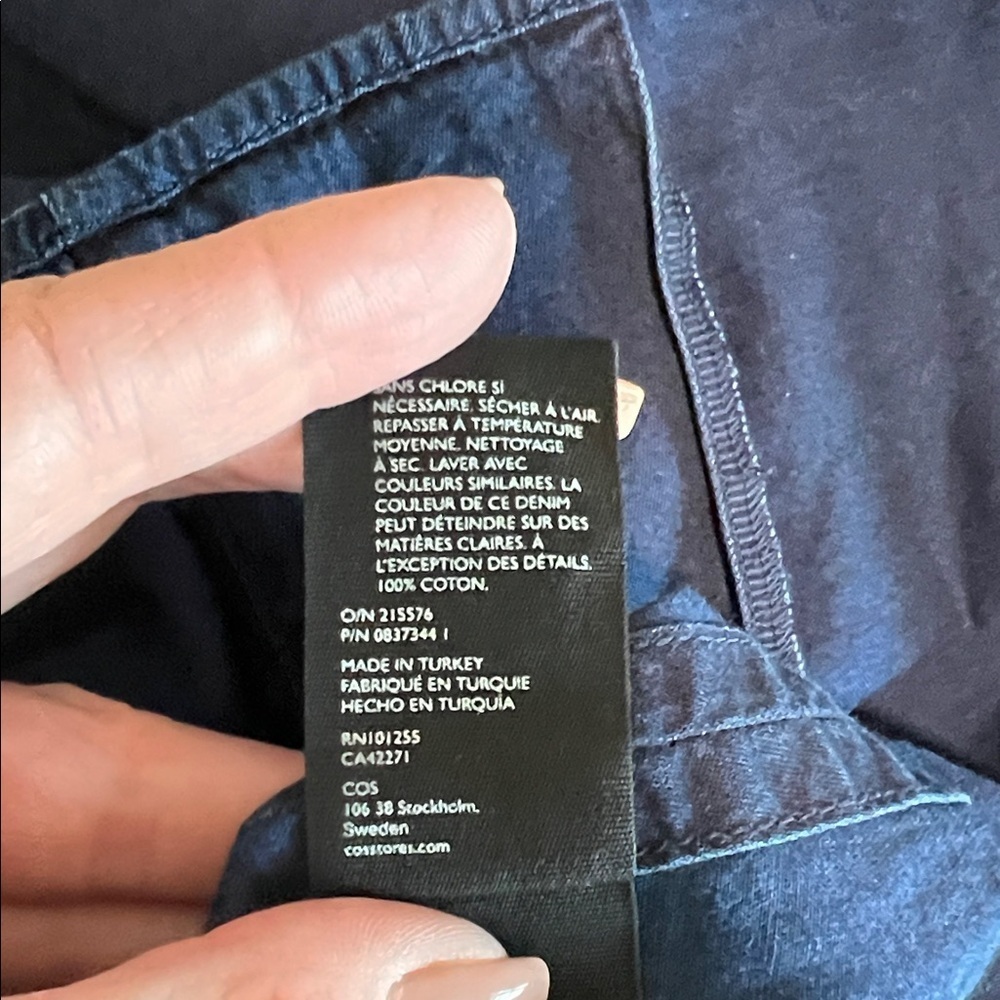 COS Oversized Washed 100% Cotton/Light Denim Blue Cocoon Dress with Pockets - Picture 8 of 9